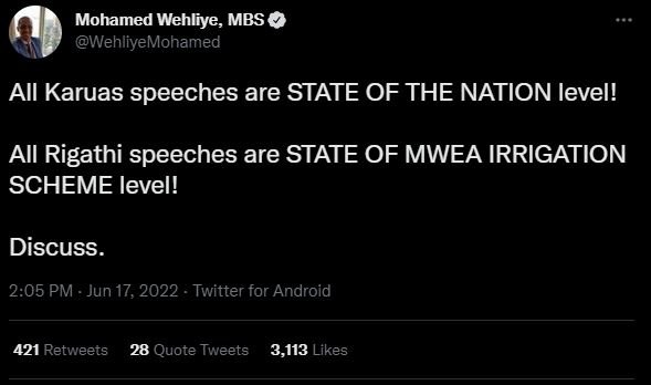 Mohamed wehliye, mbs wehliyemohamed all karuas speeches are state of the nation