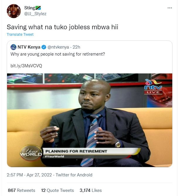 Sting jj_stylez saving what na tuko jobless mbwa hii translate tweer ntv kenya n