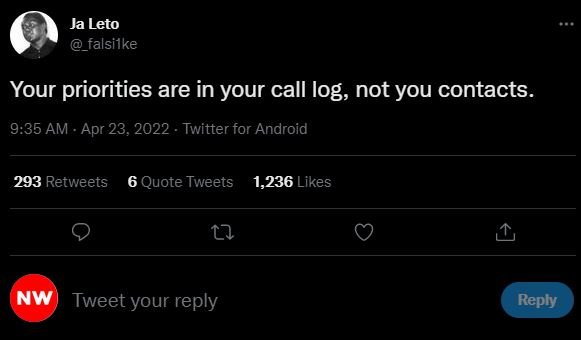 Ja leto _falsilke your priorities are in your call log, not you contacts . 9.35