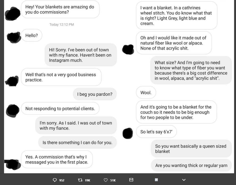 Hey! your blankets are amazing do you do commissions? want a blanket. in a cathr