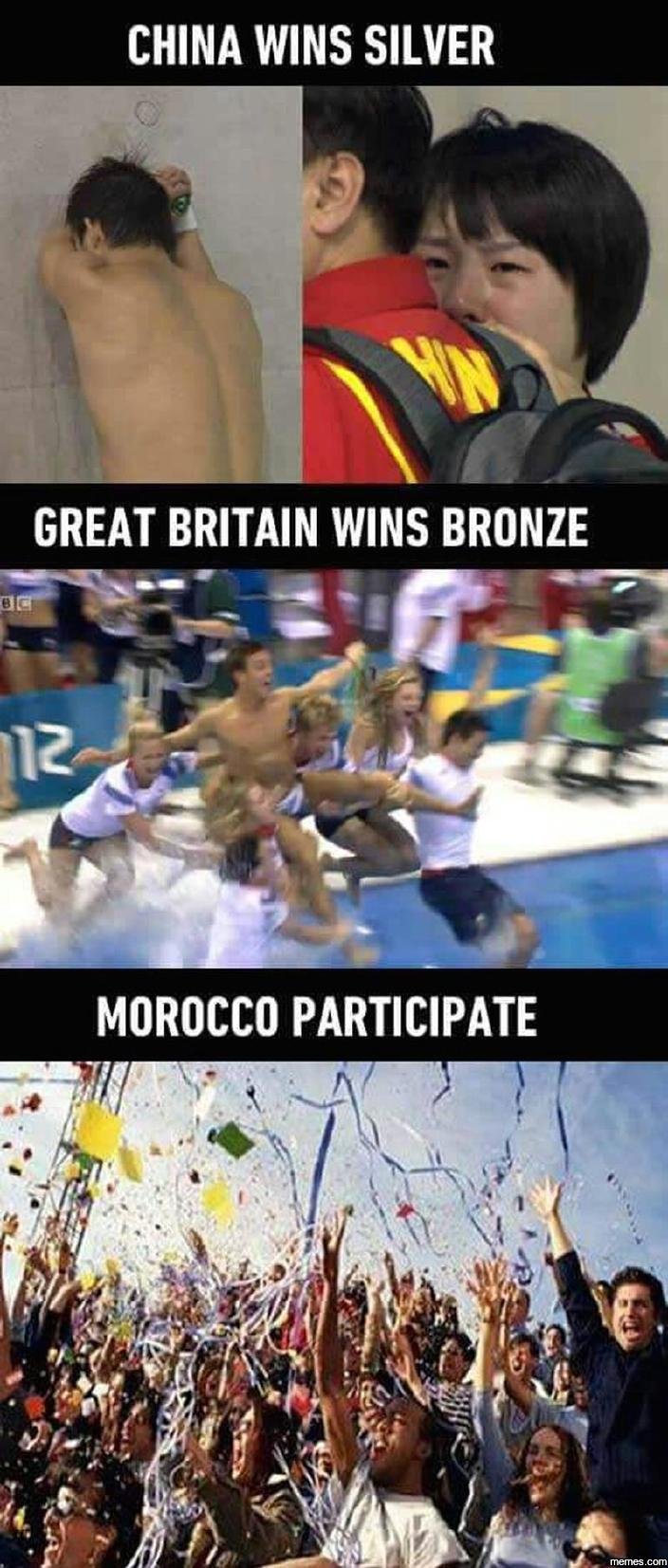 China wins silver great britain wins bronze 0g 12 morocco participate memes com