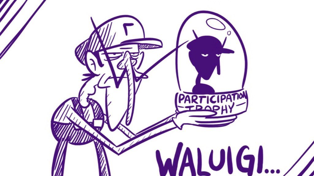 Participation trophy waluigi