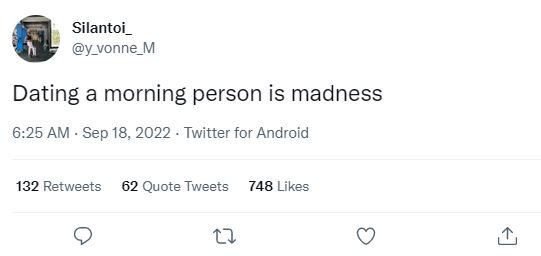 Silantoi y_vonne_m dating a morning person is madness 6.25 am . sep 18, twitter