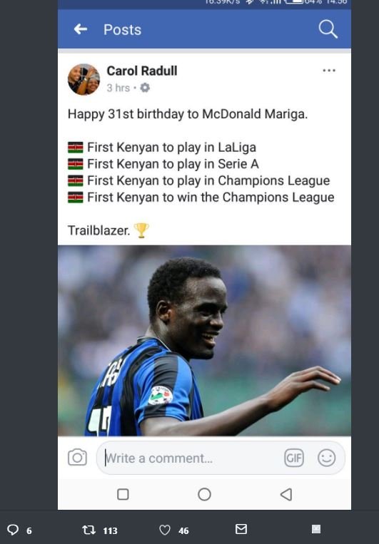 Posts carol radull 3 hrs happy 31st birthday to mcdonald mariga. first kenyan to