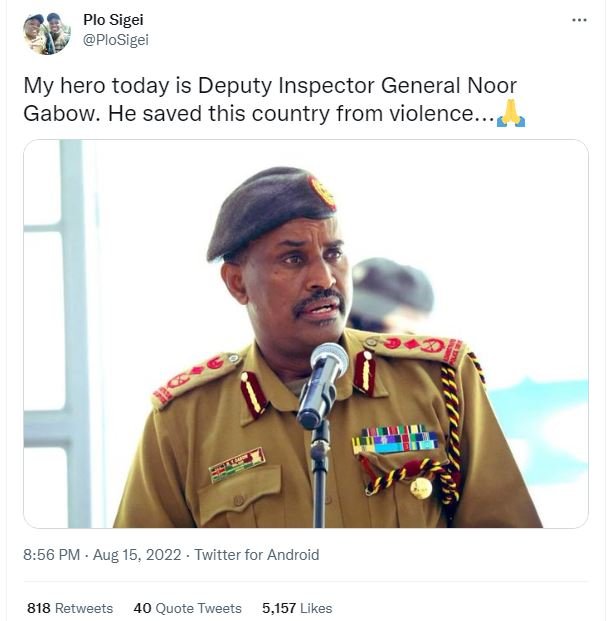 Plo sigei plosigei my hero today is deputy inspector general noor gabow. he save