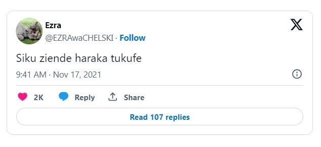 Ezra ezrawachelski follow siku ziende haraka tukufe 9,41 am nov 17, 2k reply sha