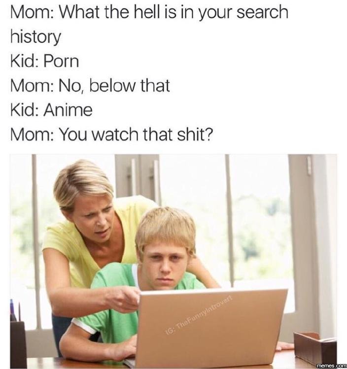 Mom what the hell is in your search history kid porn mom no below that kid anime