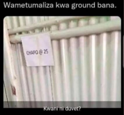 Wametumaliza kwa ground bana. capo 25 kwanlni duvet?