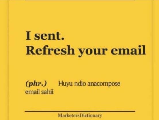Isent. refresh your email phr huyu ndio anacompose email sahii murketersdictionn