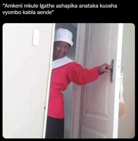 Amkeni mkule igathe ashapika anataka kuosha vyombo kabla aende