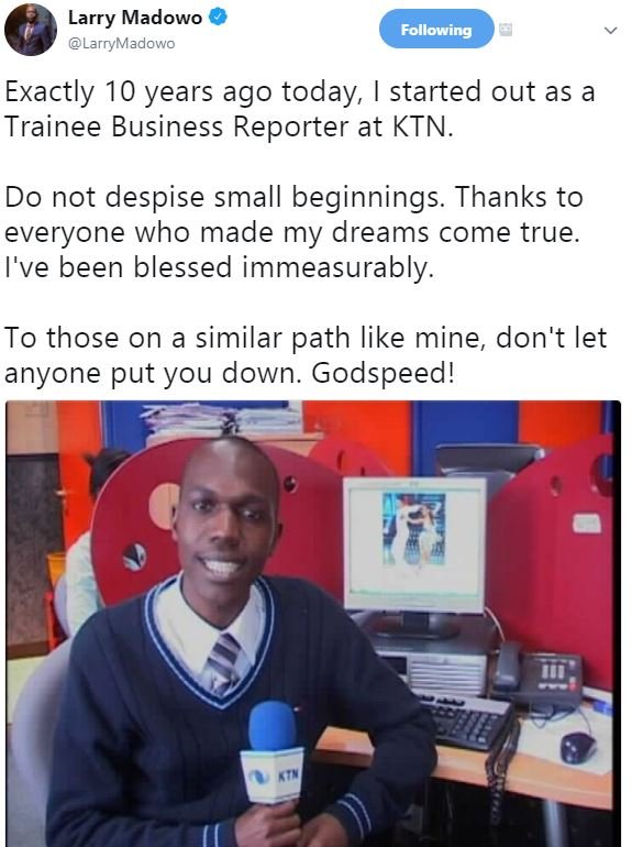 Larry madowo larrymadowo following exactly 10 years ago today, started out as a