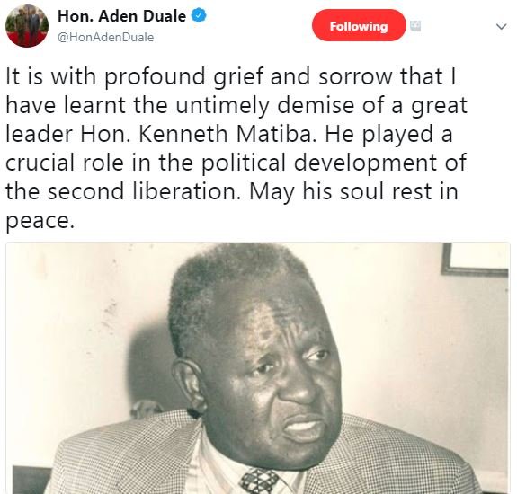 Hon. aden duale honadenduale following it is with profound grief and sorrow that