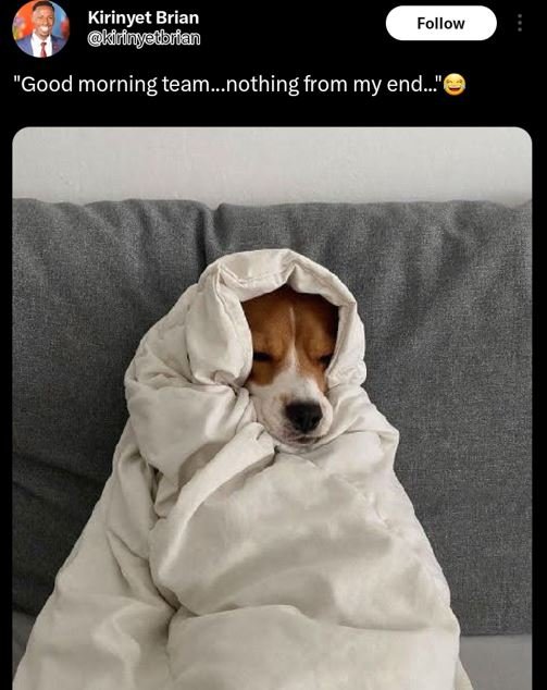 Kirinyet brian follow krlnyeibrian good morning team_nothing from my end.