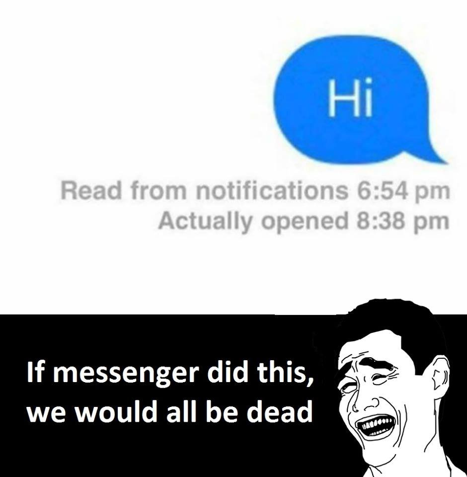 Hi read from notifications 6.54 pm actually opened 8.38 pm if messenger did this