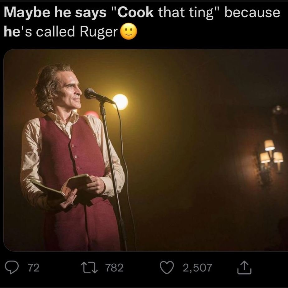 Maybe he says cook that ting' because he's called ruger 72 27 782 2,507