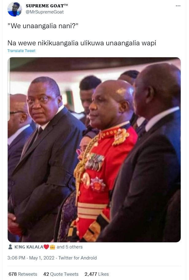 Supreme goattm mrsupremegoat we unaangalia nani? na wewe nikikuangalia ulikuwa u