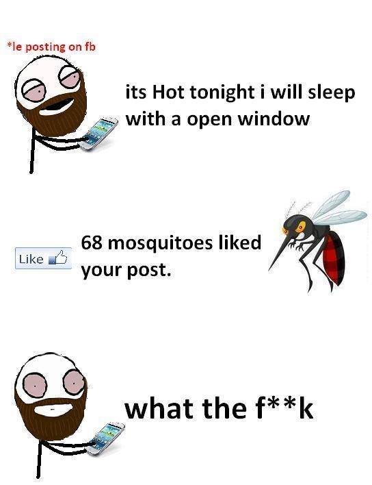 Le posting on fb its hot tonight i will sleep with a open window 68 mosquitoes l