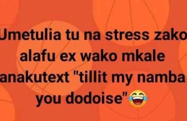 Jmetulia tu na stress zako alafu ex wako mkale anakutext tillit my namba you dod
