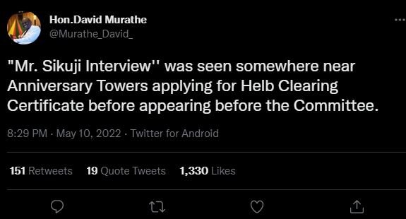 Hon david murathe murathe_david _ mr. sikuji interview was seen somewhere near a