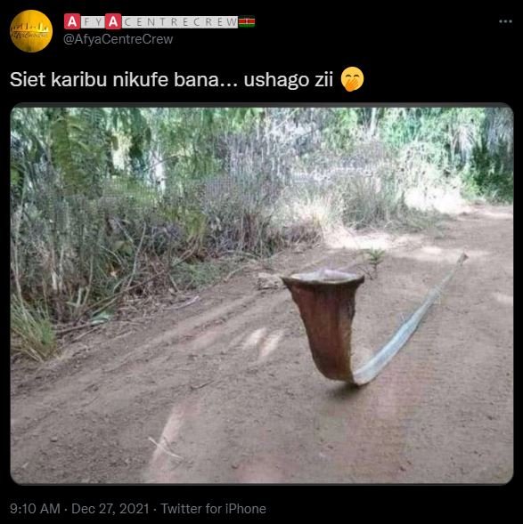 AfyaCentreCrew Siet karibu nikufe bana. ushago zii 9.10 AM Dec 27, Twitter for i