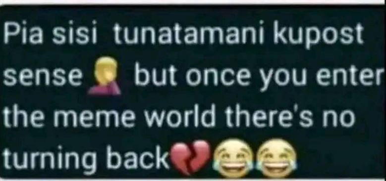 Pia sisi tunatamani kupost sense but once you enter the meme world there's no tu