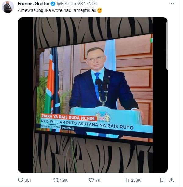 Francis gaitho fgaitho237 20h amewazunguka wote hadi amejifikial! zaraya rais du