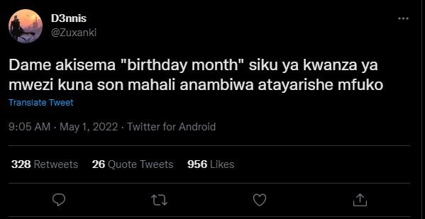 D3nnis zuxanki dame akisema birthday month siku ya kwanza ya mwezi kuna son maha