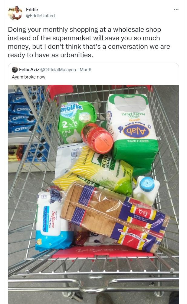 Eddie eddieunited doing your monthly shopping at a wholesale shop instead of the