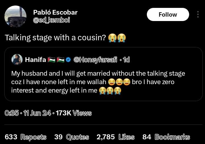 Pabló escobar ed_kembof follow talking stage with a cousin? 00 hanifa honeyfansa