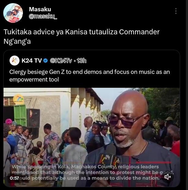 Masaku omasaku tukitaka advice ya kanisa tutauliza commander ng'ang'a k24 tv k2a