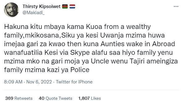 Thirsty kipsoiwet makiadi _ hakuna kitu mbaya kama kuoa from wealthy familymkiko
