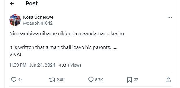 Post kosa uchekwe dauphin1642 nimeambiwa nihame nikienda maandamano kesho. it is