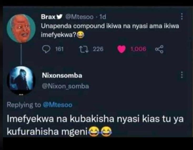 Brax mtesoo id unapenda compound ikiwa na nyasi ama ikiwa imefyekwa? 761 l 226 4