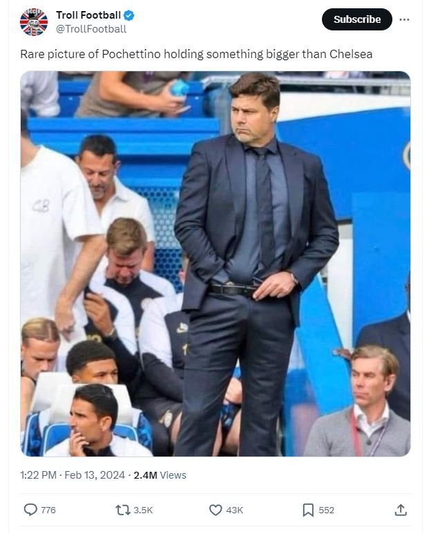 Troll football trollfootball subscribe rare picture of pochettino holding someth