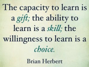 The capacity to learn is gift the ability to learn is a skil the willingness to
