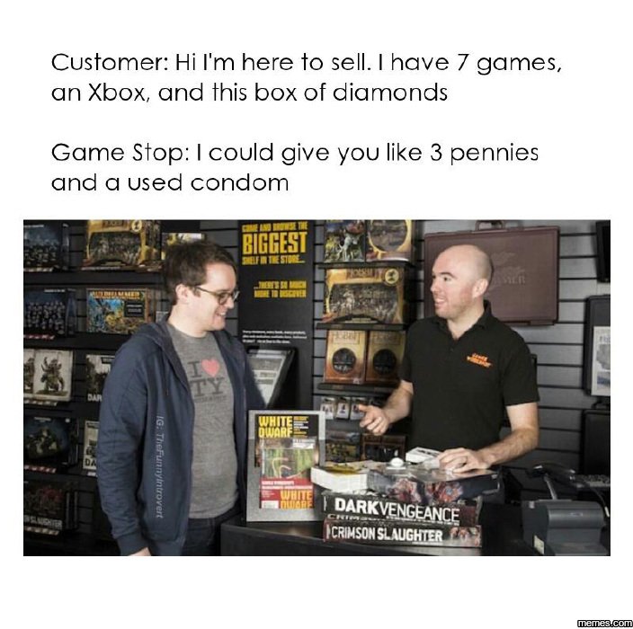 Customer hi i'm here to sell have 7 games, an xbox and this box of diamonds game