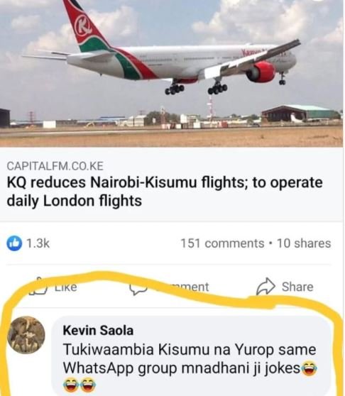 Capitalfm coke kq reduces nairobikisumu flights to operate daily london flights