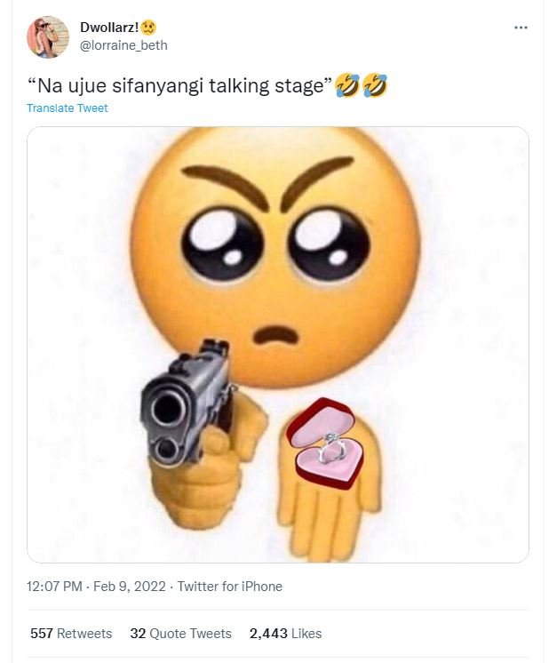 Dwollarz! lorraine_beth Na ujue sifanyangi talking stage 4 9 Translate Tweet 12.