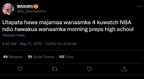 Waniru its_sheenderitu utapata hawa majamaa wanaamka 4 kuwatch nba ndio hawakua