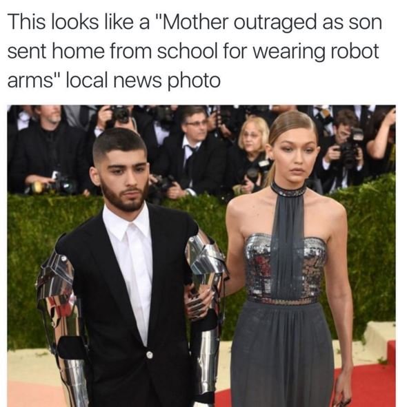 This looks like a mother outraged as son sent home from school for wearing robot