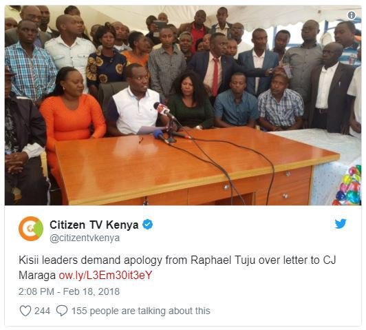 Citizen tv kenya citizentvkenya kisii leaders demand apology from raphael tuju o