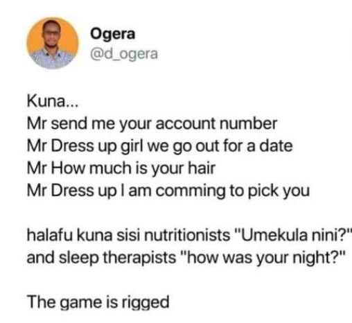 Ogera d_ogera kuna mr send me your account number mr dress up girl we go out for