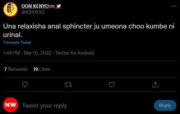 DONKENYQ K3NYOO Una relaxisha anal sphincter ju umeona choo kumbe ni urinal_ Tra