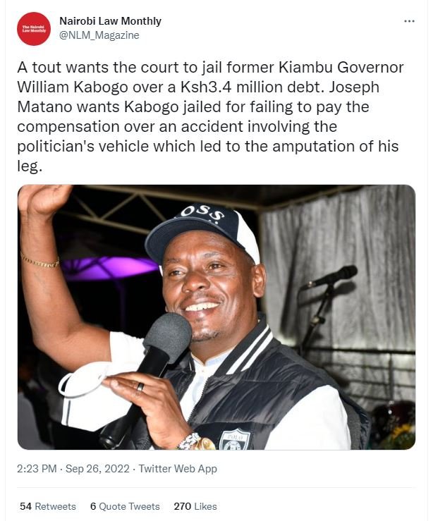 Nairobi law monthly nlm_magazine a tout wants the court to jail former kiambu go