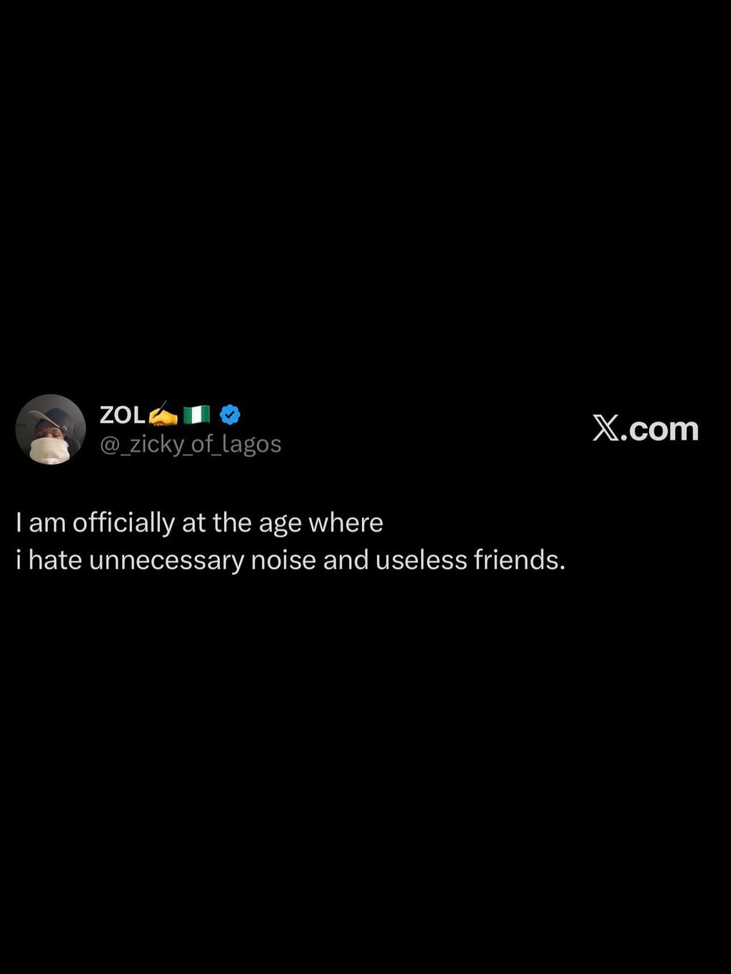 Zol _zicky_of_lagos xcom iam officially at the age where i hate unnecessary nois