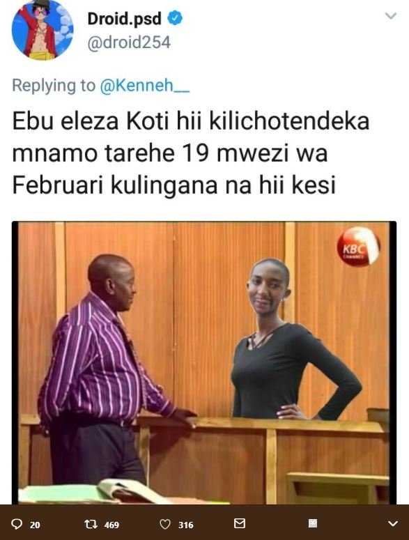 Droid.psd droid254 replying to kenneh ebu eleza koti hii kilichotendeka mnamo ta