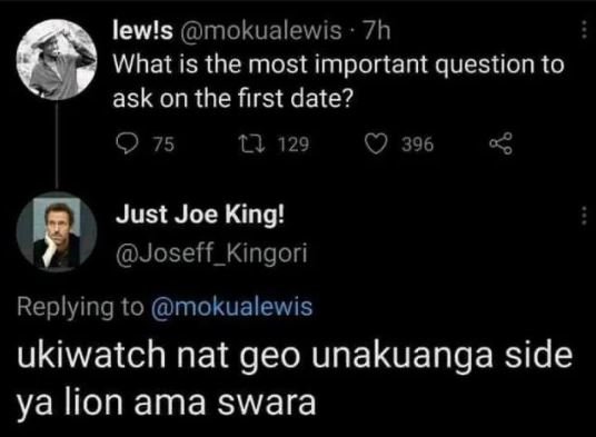 lewIs mokualewis 7h What is the most important question to ask on the first date