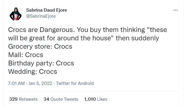 Sabrina Daud Ejore SabrinaEiore Crocs are Dangerous. You buy them thinking these