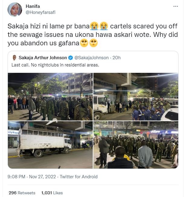 Hanifa honeyfarsafi sakaja hizi ni lame pr bana cartels scared you off the sewag