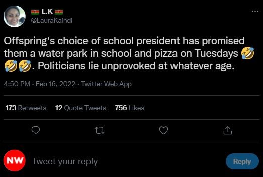 LK LauraKaindi Offspring's choice of school president has promised them a water